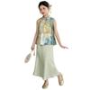 Girls' Summer 2026 Chinese Style Sleeveless Qipao Top and Mermaid Skirt Two-Piece Set