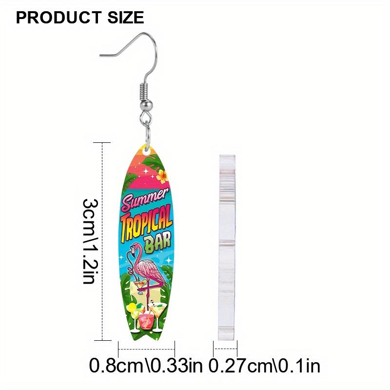 Summer Surfing Skateboard Acrylic Drop Earrings for Women Trendy Personality Earrings Cool Earrings Beach Party Travel Vacation Earring Accessories