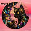 Decorative Window Sun Catcher Stained Glass Style Black Cat And Magic Coffee Cup Hanging Ornament for Wall Niche Pendant Decor, Acrylic Art Decor