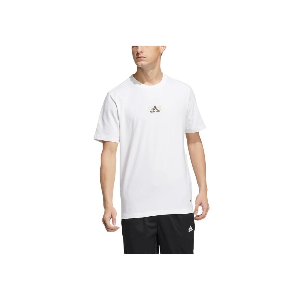 Adidas Pure Color Logo Breathable Round Neck Short Sleeve T-Shirt Men Tops White HS4385