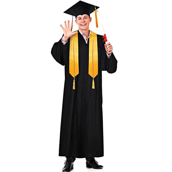 5 ks/sada Bakalársky uniformový oblek obsahuje klobúk, strapiec, šnúru cti, štólu, zapínanie na zips, promočný talár pre doktora, magistra, oblečenie na promočnú párty