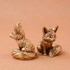 Vintage Brass Solid Fox Ornament for Study Desk Office Desktop Tea Pet Small Bronze Handicraft