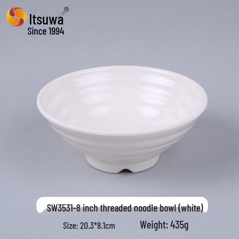 WUHE 8-inch Melamine Threaded Noodle/Soup Bowl