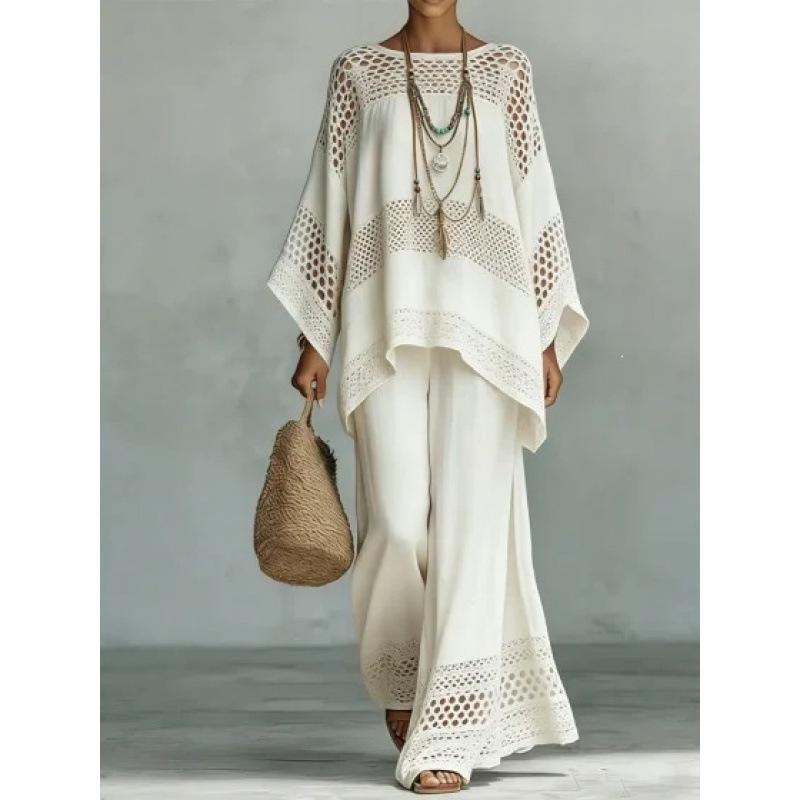 Y116 Summer Bohemian Paisley Printed Two-piece Set Large Size Casual Set