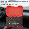 22 piece set of hexagonal shank screw extractor tool for repairing broken threads, reverse threads, and thread slippage