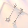 Star Bright Earrings Fashion Korean Version Jewelry Pearl Star Moon Earrings Slightly Inlaid Zircon Sweet Lady Earrings