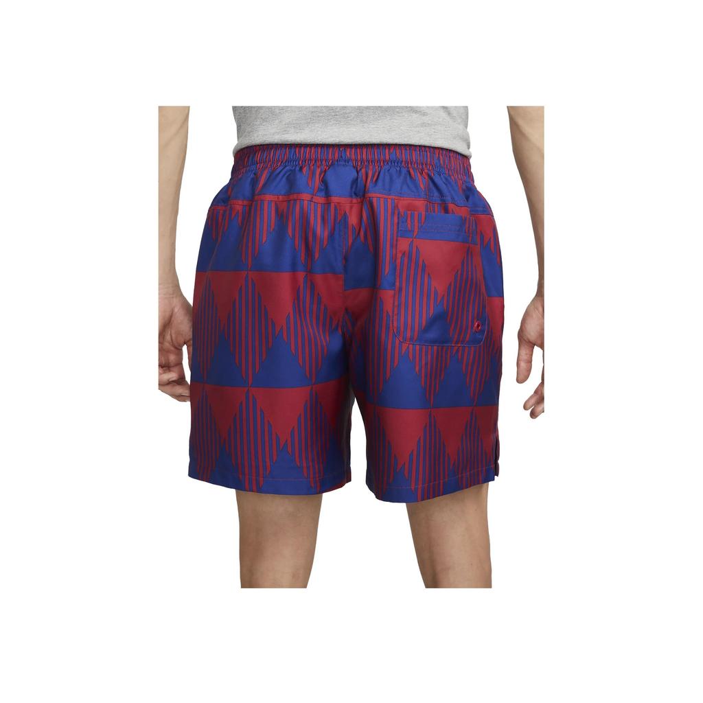 Nike FC Barcelona Flow Logo Embroidered Pattern Lace-Up Loose Straight-Leg Sports Shorts Men Shorts Noble-Red FB2242-620