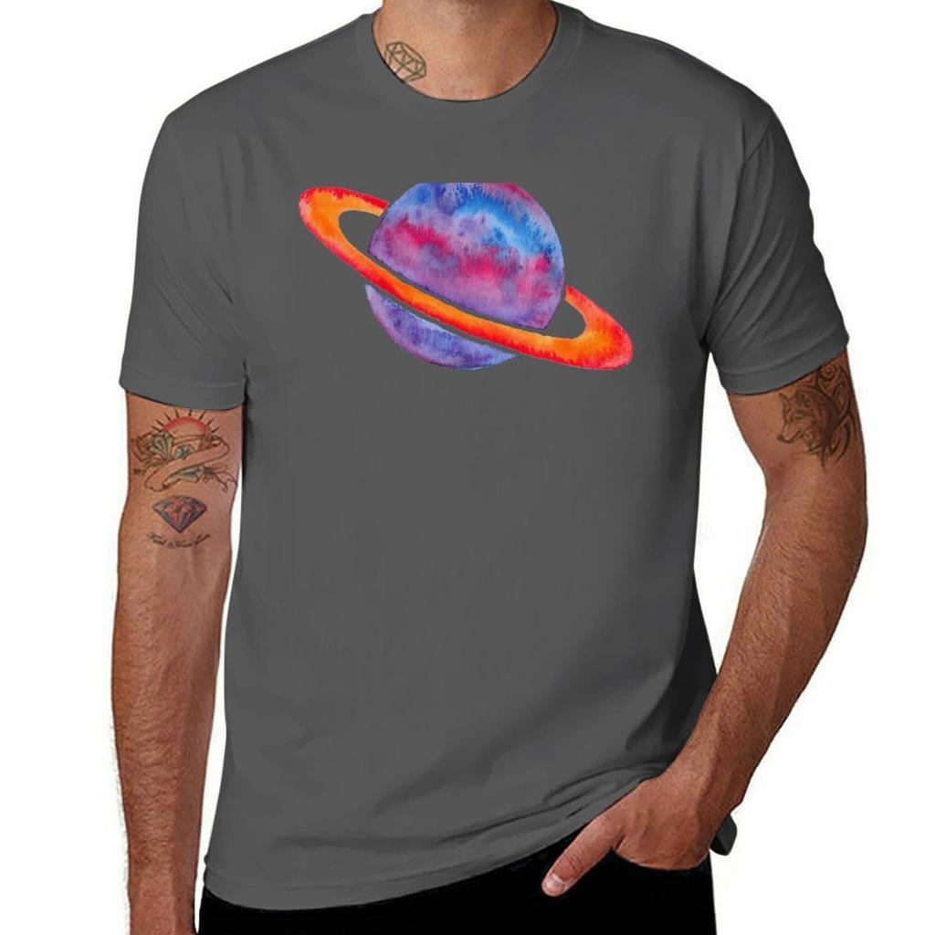 Watercolor Tie Dye Planet TShirt Comfortable Basic Crew Neck Tee