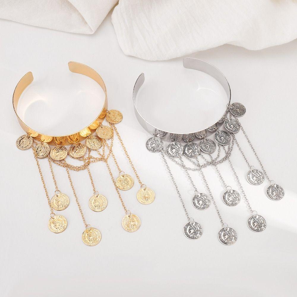 Adjustable Upper Arm Bangles Exquisite Open Cuff Bracelet Armlet Armband Tassel Arm Chain  Party