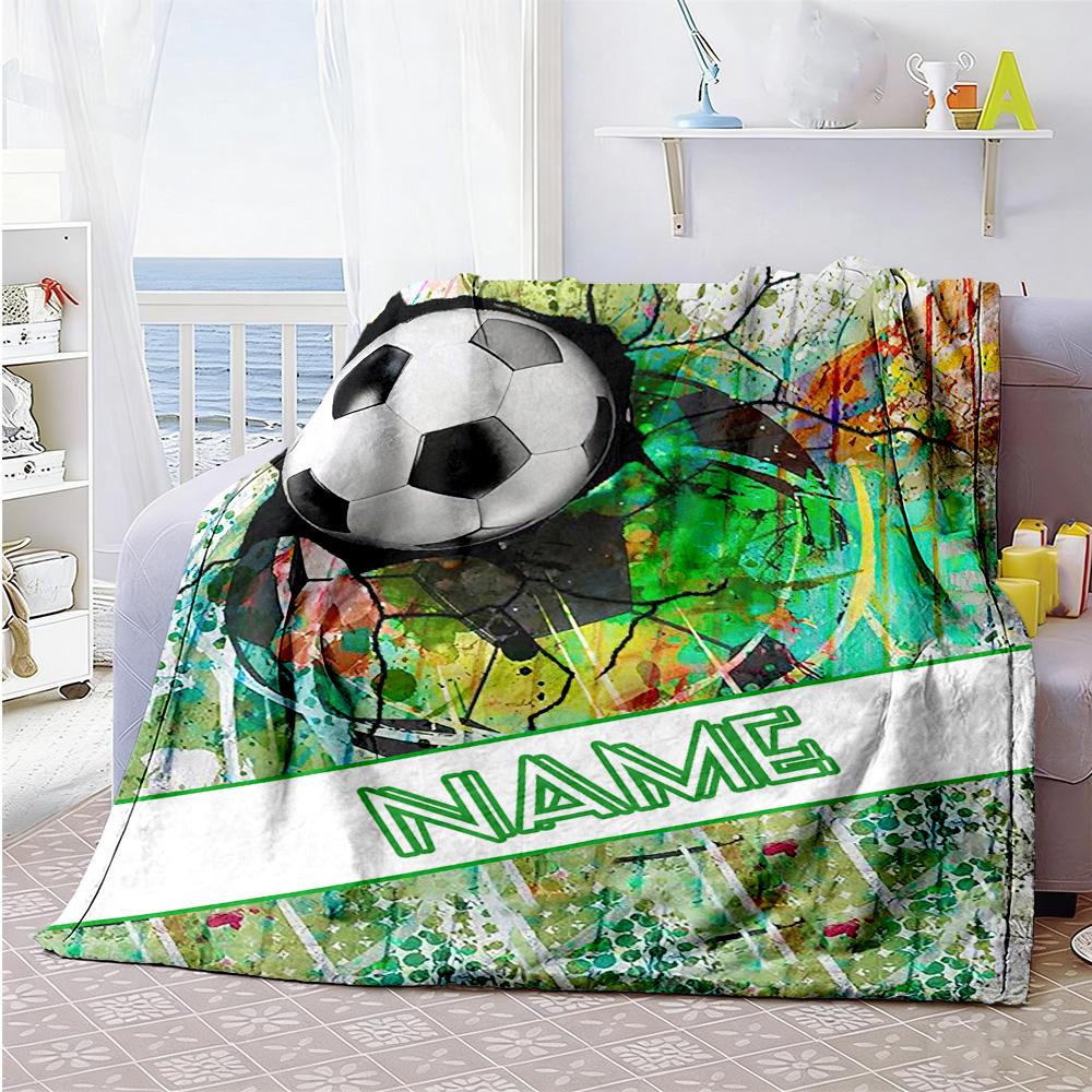 Football Style Customize Text Blanket Throw Customizable Blanket Ultra-Soft Throw For Sofa Bedding Nap Home Decor for All Occasions