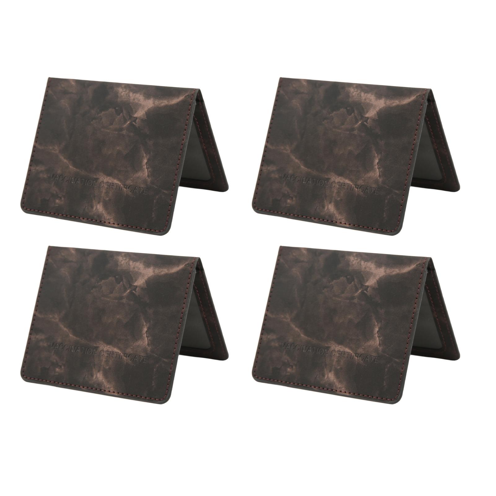 

4 шт. Тримач для сертифіката про вакцинацію Мармуровий водонепроникний ПУ-шкіра Захисна обкладинка для картки вакцинації для посвідчення особи, кредитної картки чорний