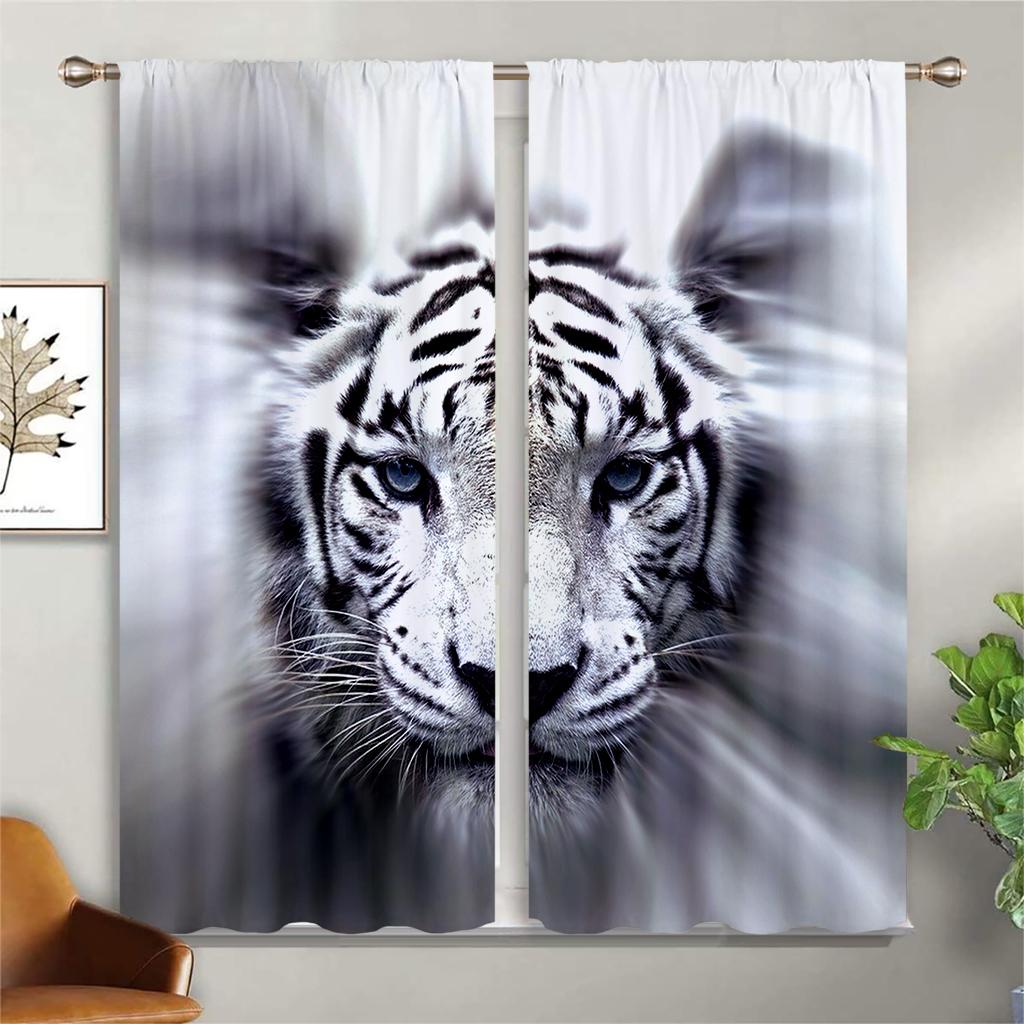 

3D Шторы с изображением животных «Король Лев», любимые шторы детей «Тигр», декор для спальни, 2 панели, домашний декор W50X130H(CM)X2PCS&Rod pocket