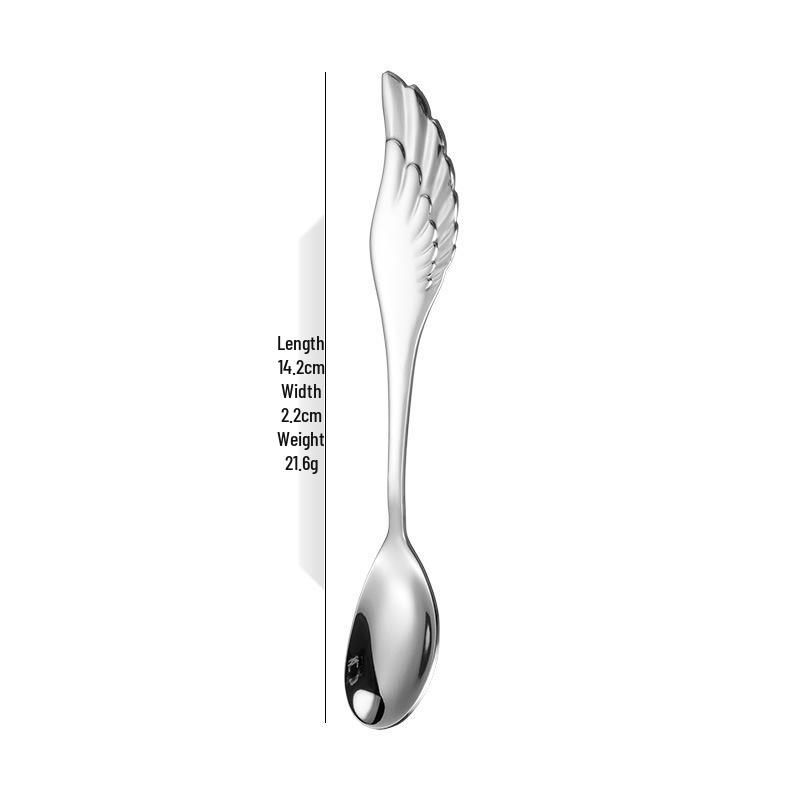 Creative 304 Stainless Steel Wing Spoon & Fork Set - 2-Piece for Dessert, Coffee & Hotels