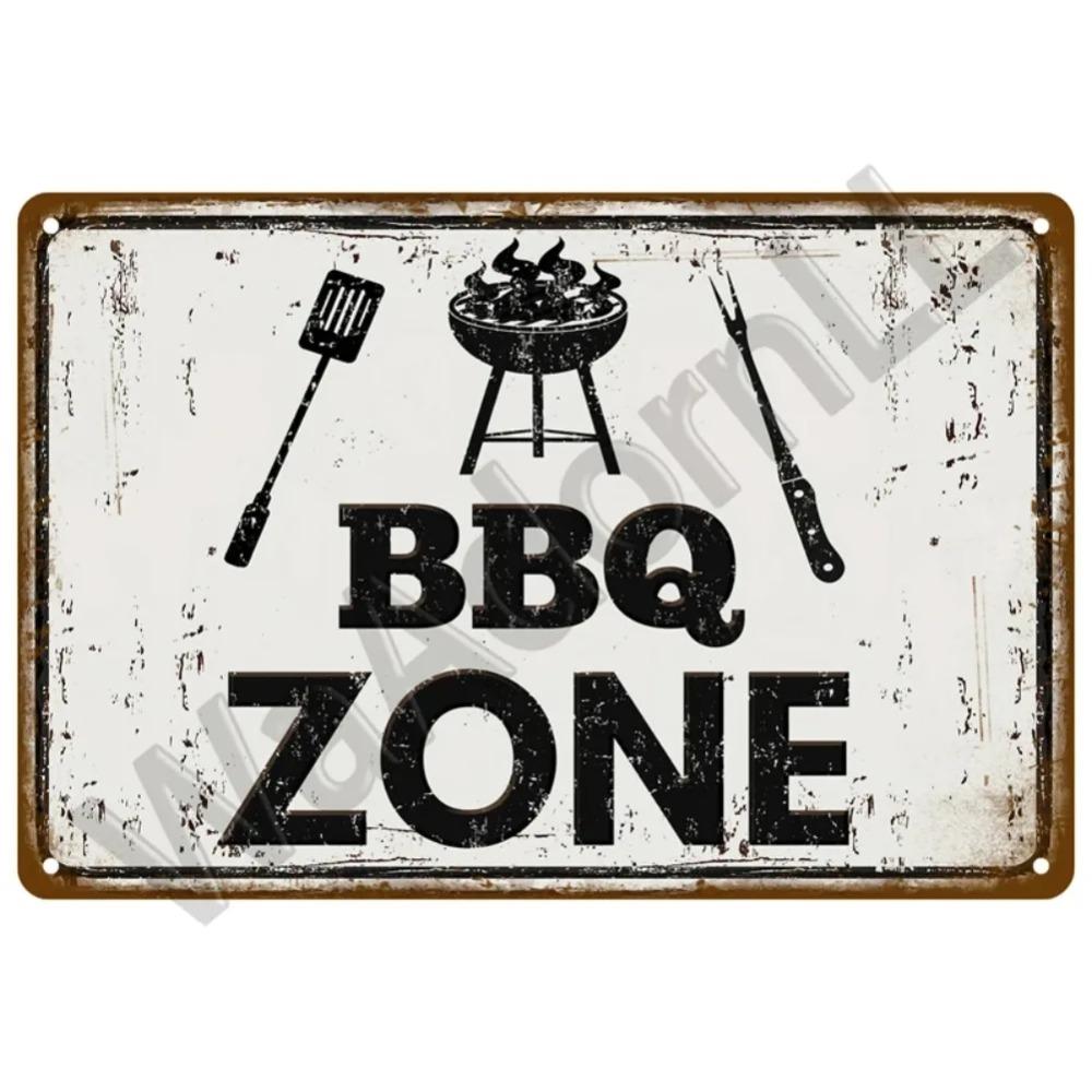 Vintage Tin Sign Dad`s BBQ Yard Outdoor Party Decoration Metal Sign Plate Retro Barbecue Decor