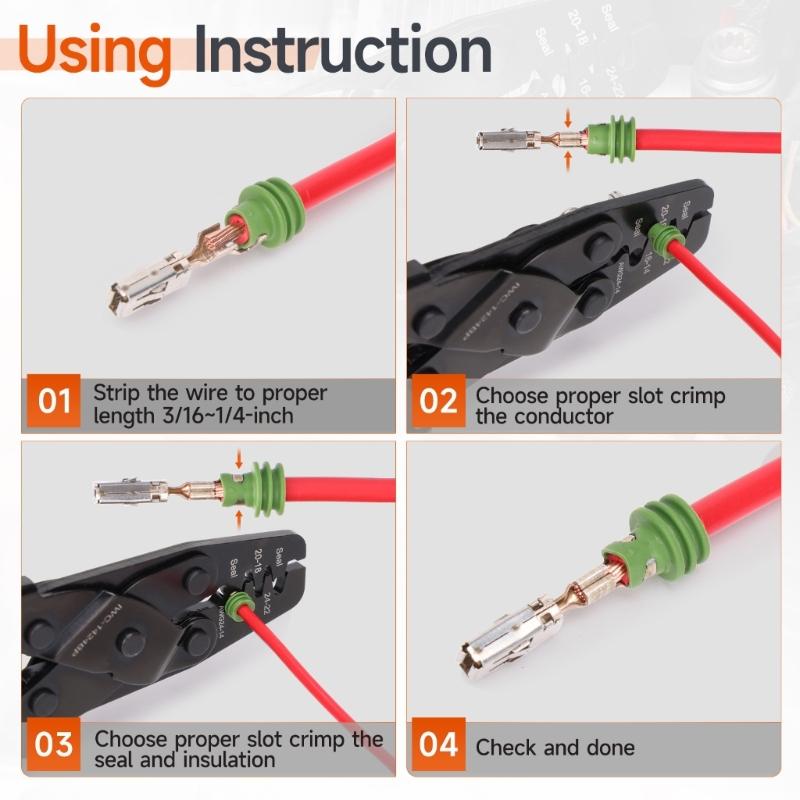 Professional Electrical Crimping Tool Includes Wire Stripper And Cutter For Automotive Marine Solar Applications
