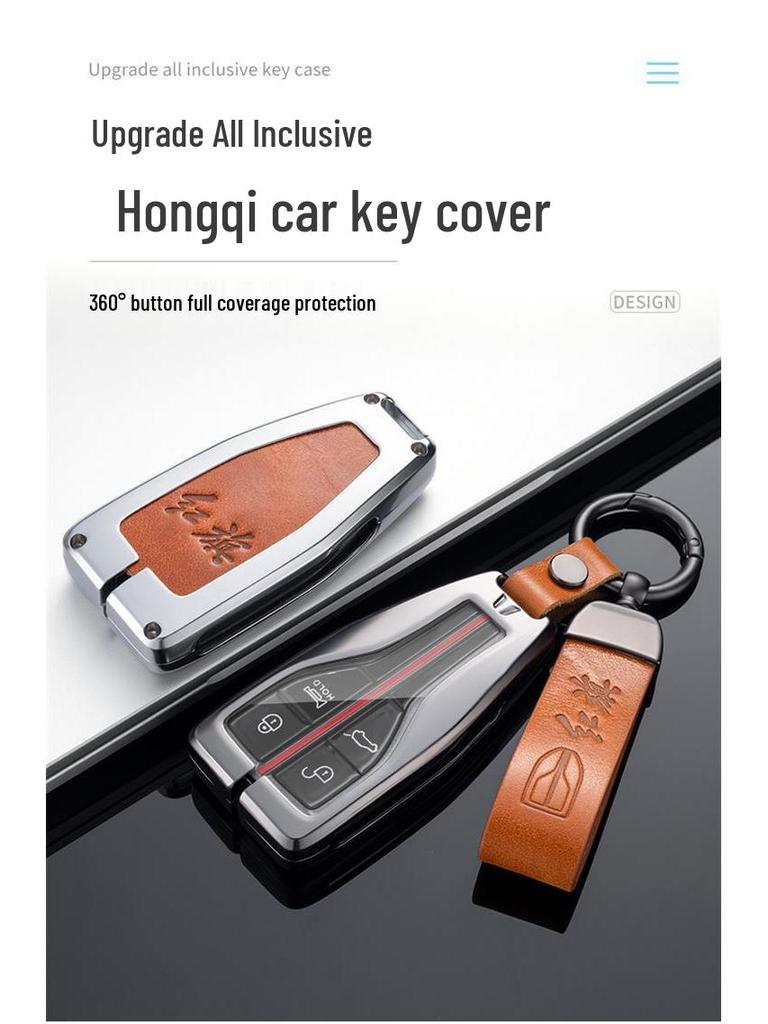 Elegant Metal Key Case for Hongqi HS5/HS7/H9 - 2021 Model, Unisex Car Shell Cover