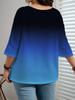 2025 Women's Printed Gradient Three-Quarter Sleeve Casual Top - European, American, Japanese, Korean Fashion Styles
