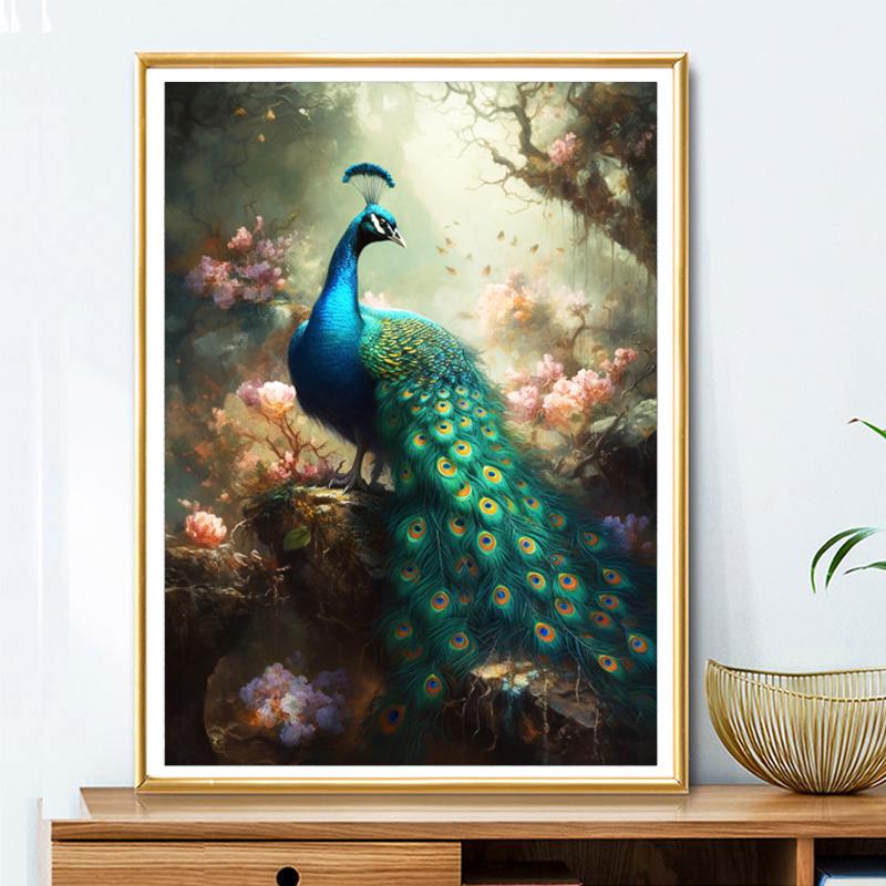 5d DIY Diamond Painting Cross Stitch Animal Peacock Diamond Embroidery Mosaic Full Round Drill Home Decor Arts