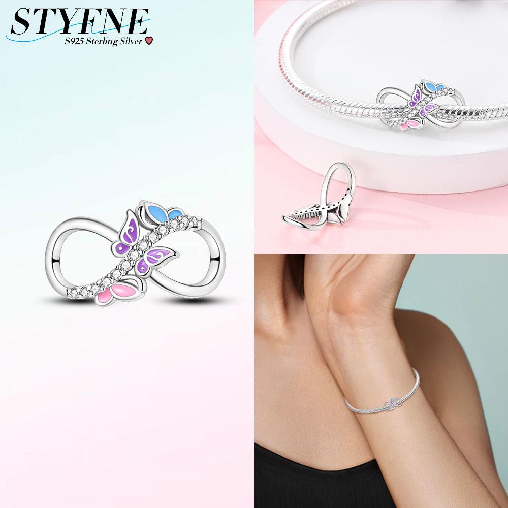 Original Charmscopper Rainbow Butterfly Infinity Symbol Beads Fit Charms Platabracelets For Women Jewelry Making Gifts