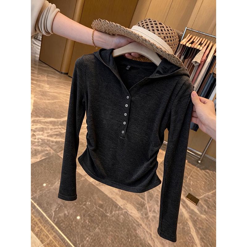 La Chapelle Women's Slim-Fit Hooded Long-Sleeve T-Shirt