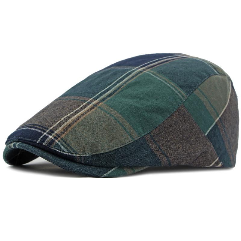 HT5056 Mens Berets Women New Spring Summer Sun Cap Artist Painter Beret Hat Male Female Ivy Flat Cap Adjustable Plaid Beret Caps