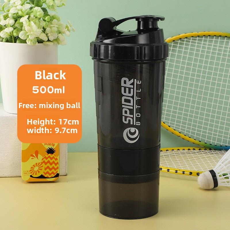 

500 мл Трехслойный стакан-шейкер, Спортивный стакан для воды, Протеиновый порошок, Стакан-шейкер для спортзала, Стакан для смешивания молочных коктейлей, Стакан для воды 500ml чёрный
