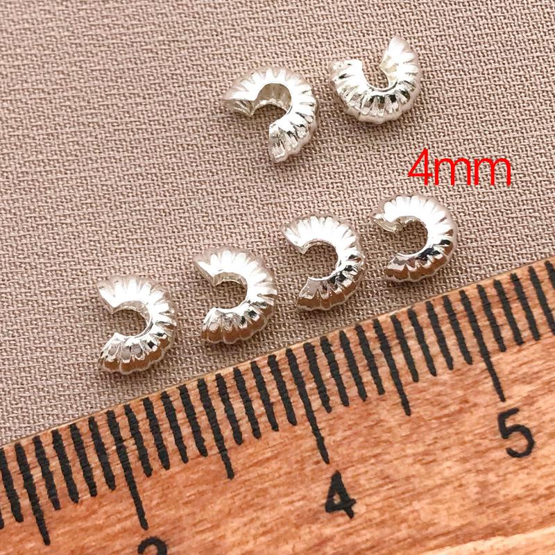 10Pcs 4Mm 18K Copper Plated Genuine Golden Thick Silvery Pattern Crescent End Buckle, Diy Jewelry Making Accessories