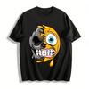 Melting Emoji Skull Graphic Print Casual Short Sleeve T-Shirt Pure Cotton T-shirt