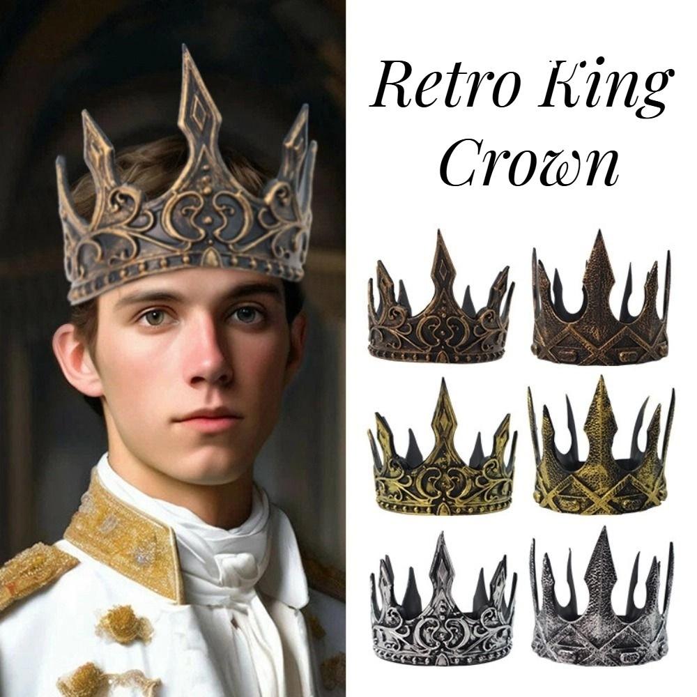 Hair Hoop PU Prince Crowns Bar Mitzvah Crown Round Tiaras Simple King Crown  Wedding
