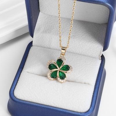 Nieuwe Exquise Groene Zirkonia Ingezette Sterren Bloemen Hanger Ketting voor Dames en Meisjes Mode
