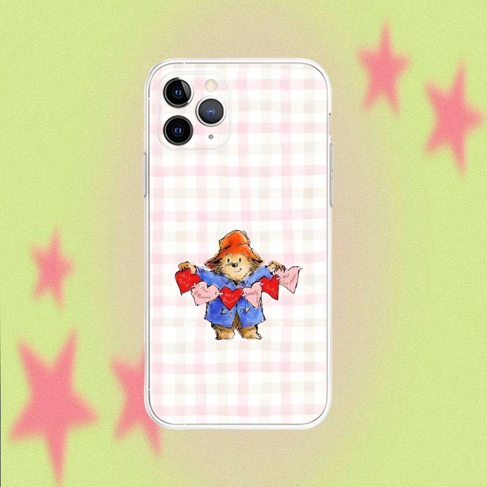 P-PaddingtonS Bear Phone Case For iPhone 17,16,15,14,13,12,11 Pro,Max,Plus,Air,X,XS,XR,SE,Mini Transparent Soft