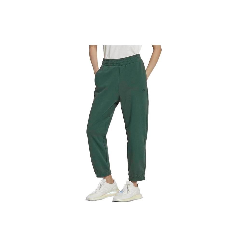 adidas Originals Plain High Waist Drawstring Sport Pants Women Bottoms Mineral-Green HM1802