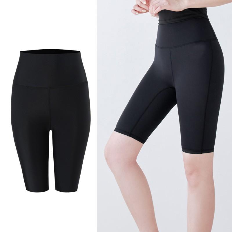 

High Waisted Five Quarter Swimsuit Women s Plus Size Fat Mm Black Thigh Covering Belly Beach Pants Yoga Hot XL чёрный