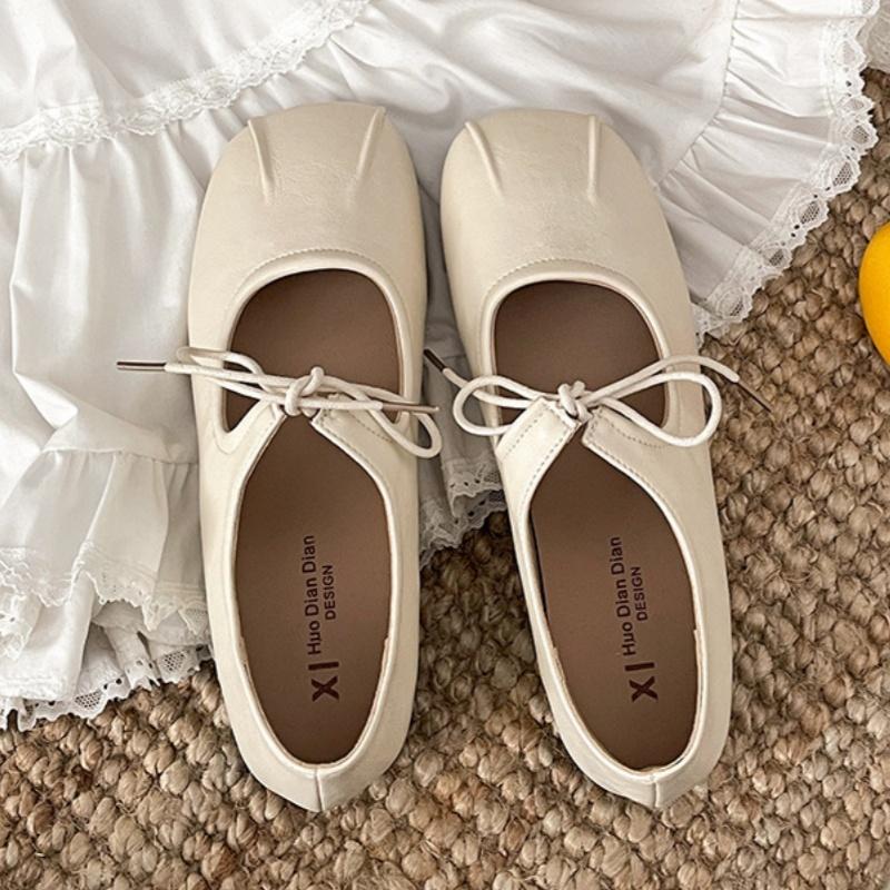 Fashion 2025 Spring Women Ballet Flats Shallow Mouth Shoes Butterfly-knot Casual Soft Sole Women Shoes Comfortable Leather Women Shoes