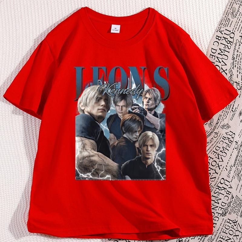 Vintage Leon Kennedy Graphic T Shirts Unisex Unisex Casual Round Neck Tshirt Summer Shortsleeved Unisex Streetwear Unisexs Clothes