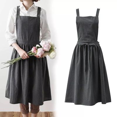 Nordische, einfache Floristenschürze aus Baumwollleinen, Gartenarbeit, Cafés, Küchenschürzen zum Kochen, Backen, Restaurantschürze, Trägerkleid