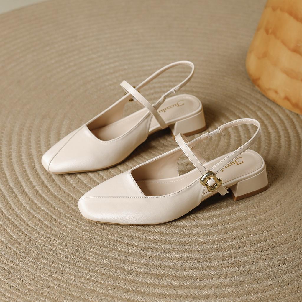 French temperament with skirt bag head sandals women's thick heel 2025 summer square head fairy style comfortable and versatile high heels