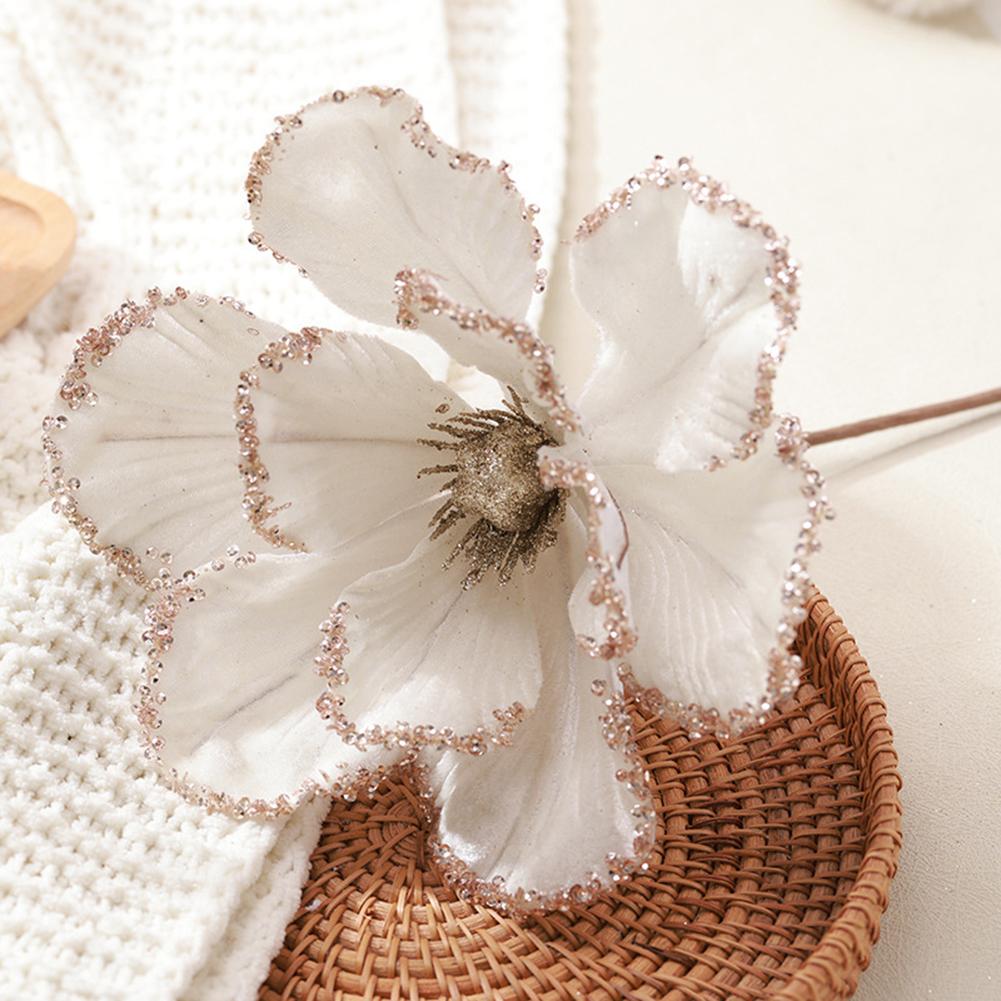Artificial Christmas Flower Cloth Glitter Flowers Christmas Tree Pendant For Home Wedding Xmas Navidad New Year 2026 Ornaments