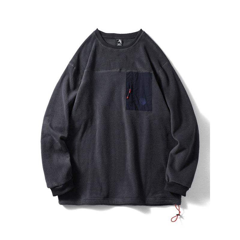 Trendy Double-Sided Cattle Goods Casual Outwear Polar Fleece Zipper Dark Gray L