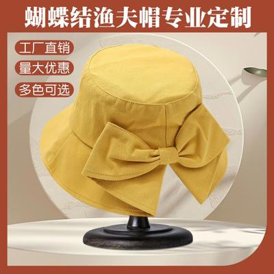 Sunscreen Bow Basin Hat Bucket Hat Women's Black Summer Sunshade Travel Sun Hat