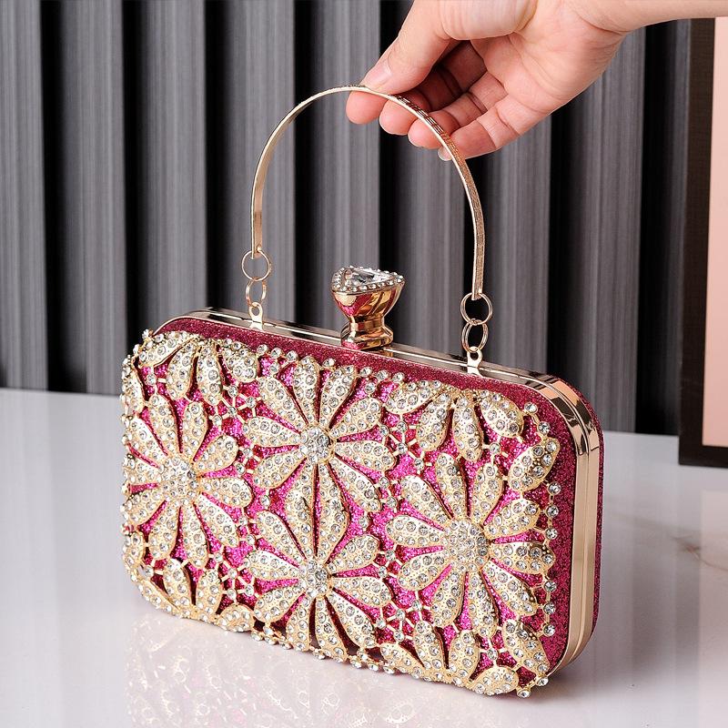 Diamond Luxury Brands Bags Novelty 2026 Evening Flower Clutch Shine Bling Crossbody Bags Fashion High Quality Women's Handbag