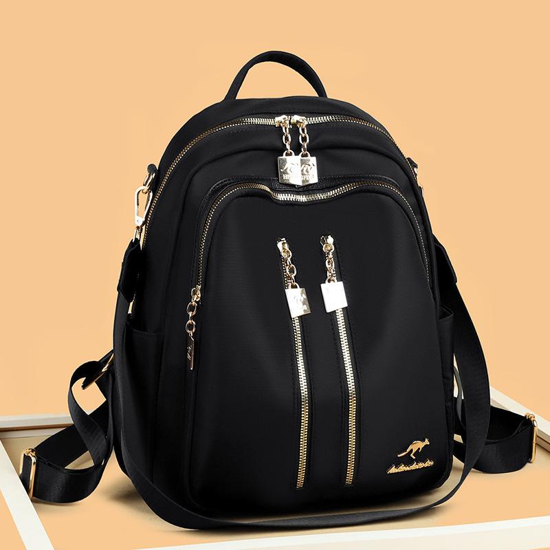 

Рюкзак на молнии, женский школьный рюкзак большой емкости, уличный дорожный рюкзак чёрный