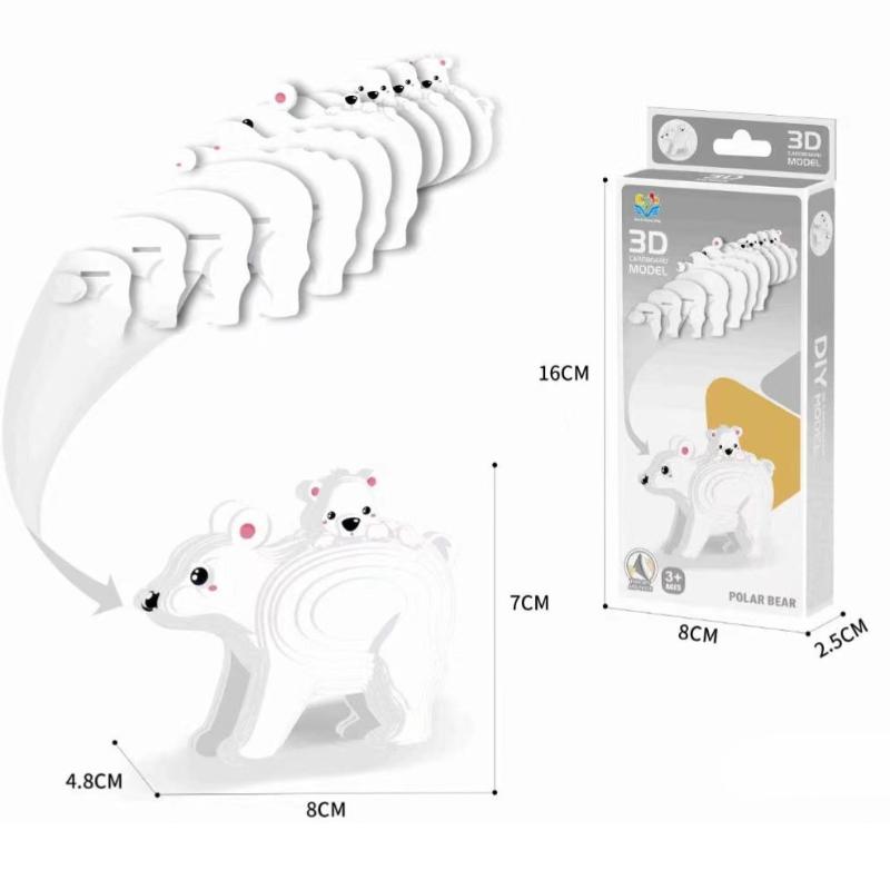 1 Set Kinder Lernspielzeug Montessori Lustiges DIY Manuelle Montage Dreidimensionales Modell Tier 3D Papierpuzzle Spielzeug für Jungen Mädchen