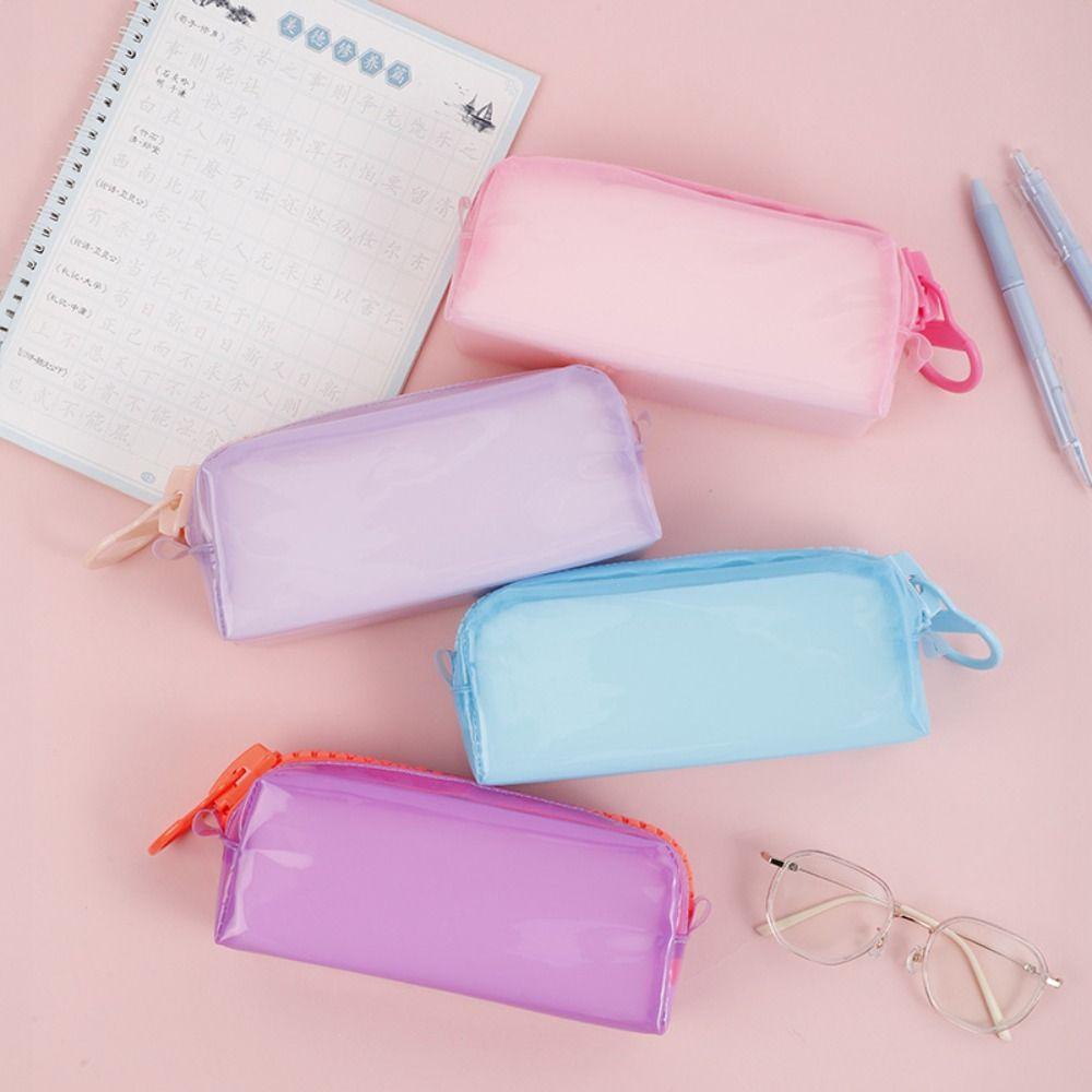 High Appearance Zipper Transparent Pencil Case Portable Makeup Pouch  Office Supplies