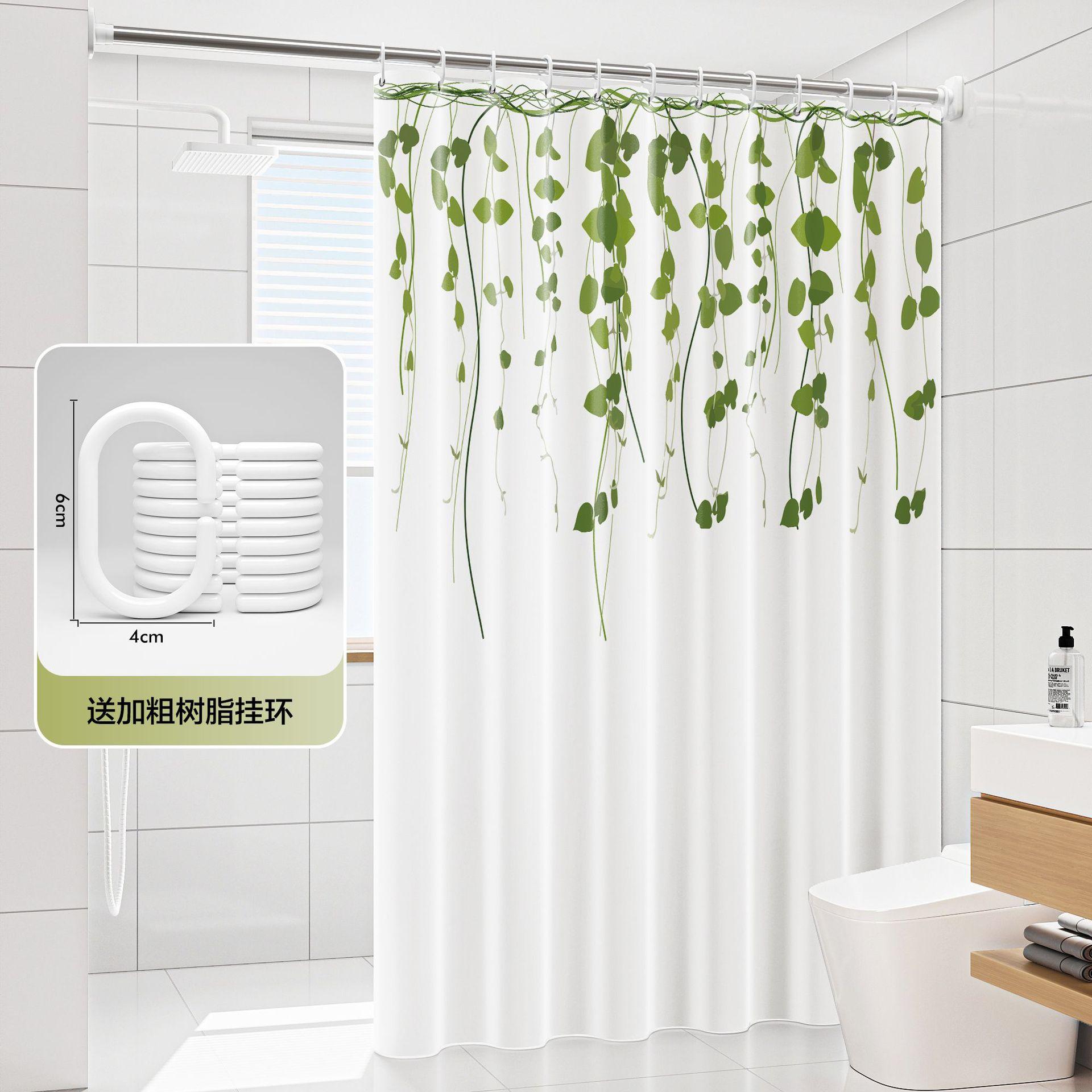 

Занавеска для душа с зелеными листьями, водоотталкивающая, современный стиль, с крючками для туалета, фермерский дом, рустик 80x180CM