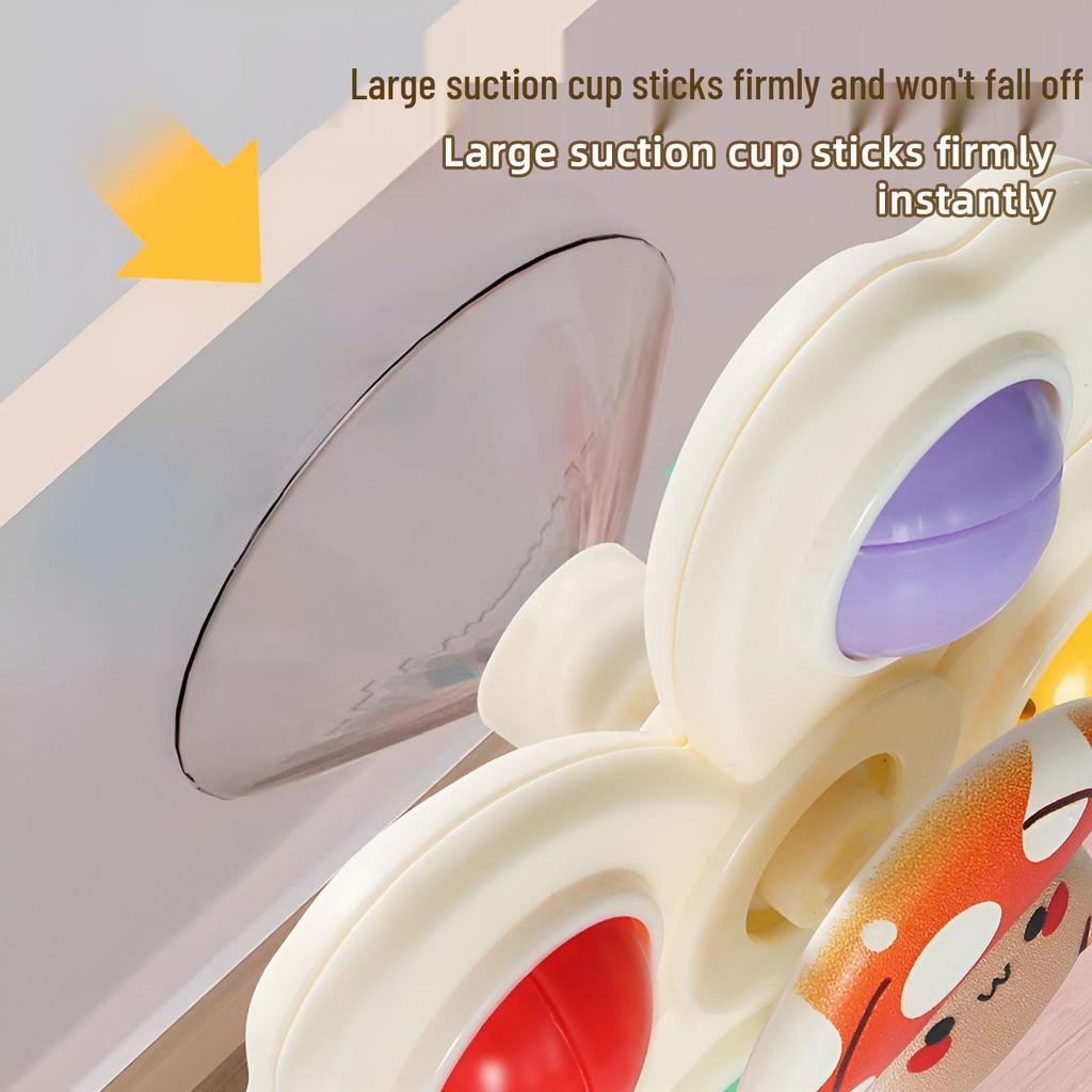 Popular Baby Cartoon Suction Cup Rotating Toy: Soothing Push Car Gyroscope for Dining Table or Chair