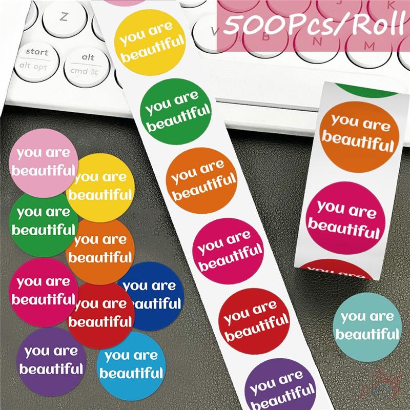 500Pcs/Roll Colorful Labels. You Are Beautiful Kids Rewards Stickers - DIY Scrapbooks Album Decor Sealing Label Decals