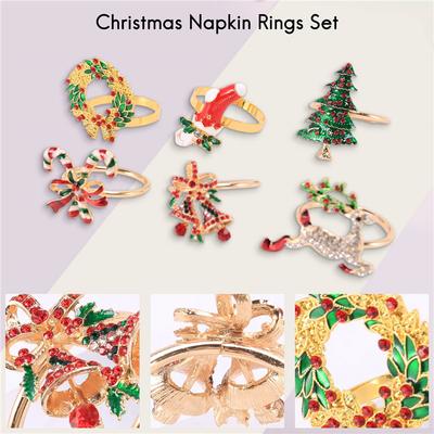 ABWR-Christmas Napkin Rings Sets Of 24 Pcs, Gold Napkin Ring Holders Metal Dinner Tables Rings For Christmas Weddings Banquet