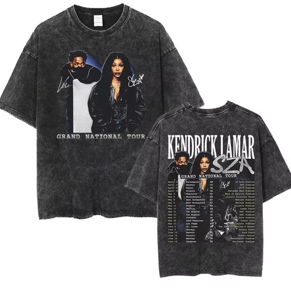 Kendrick Lamar They Not Like Us Tour Merch TShirt Mens Vintage Washed Short Sleeve T Shirts Hip Hop Gothic Cotton T Shirt