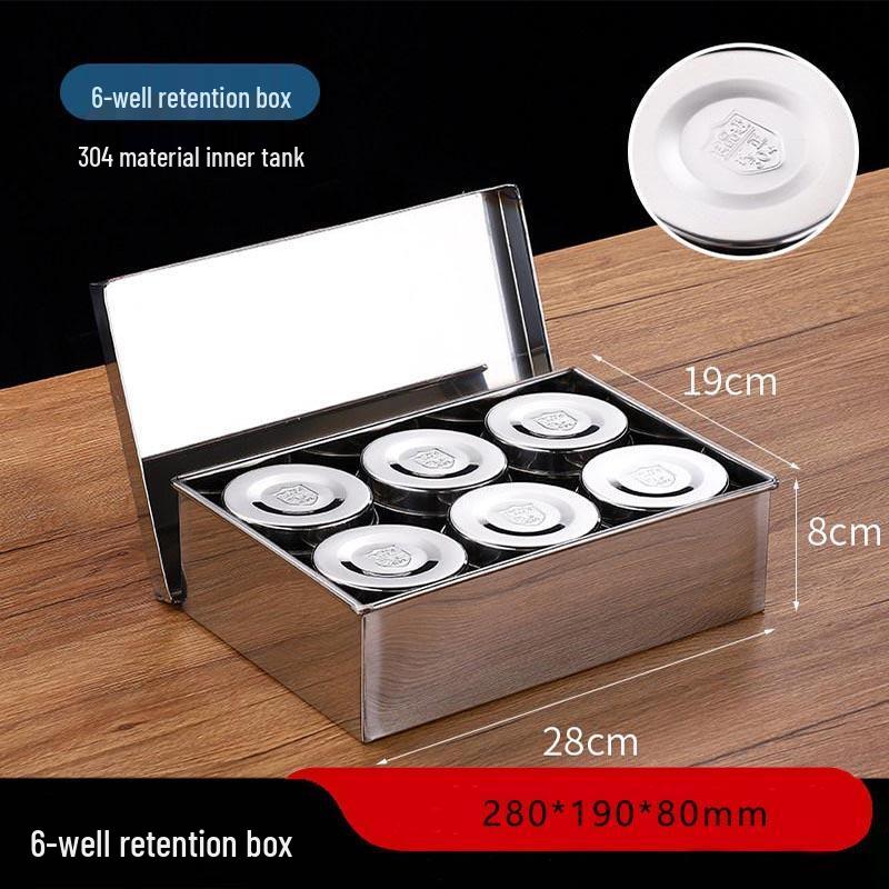ZLIII 304 Stainless Steel 6-Compartment Food Sample Box